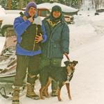 Baby Emma was only 10 weeks old when she made her first snowmobile ride into Yellowstone with her parents. Pictured are Karen Reinhart, Marjane, and Karen's dog Ebony.