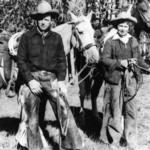 Alice Bigelow and Bob Murphy met in 1943. Nothing made her happier than accompanying Bob on trail-clearing trips into the Yellowstone backcountry on horseback, where she was responsible for catching, cleaning, and cooking the fish. Photo taken in 1949 at Gibbon Meadows and courtesy of Bob Murphy